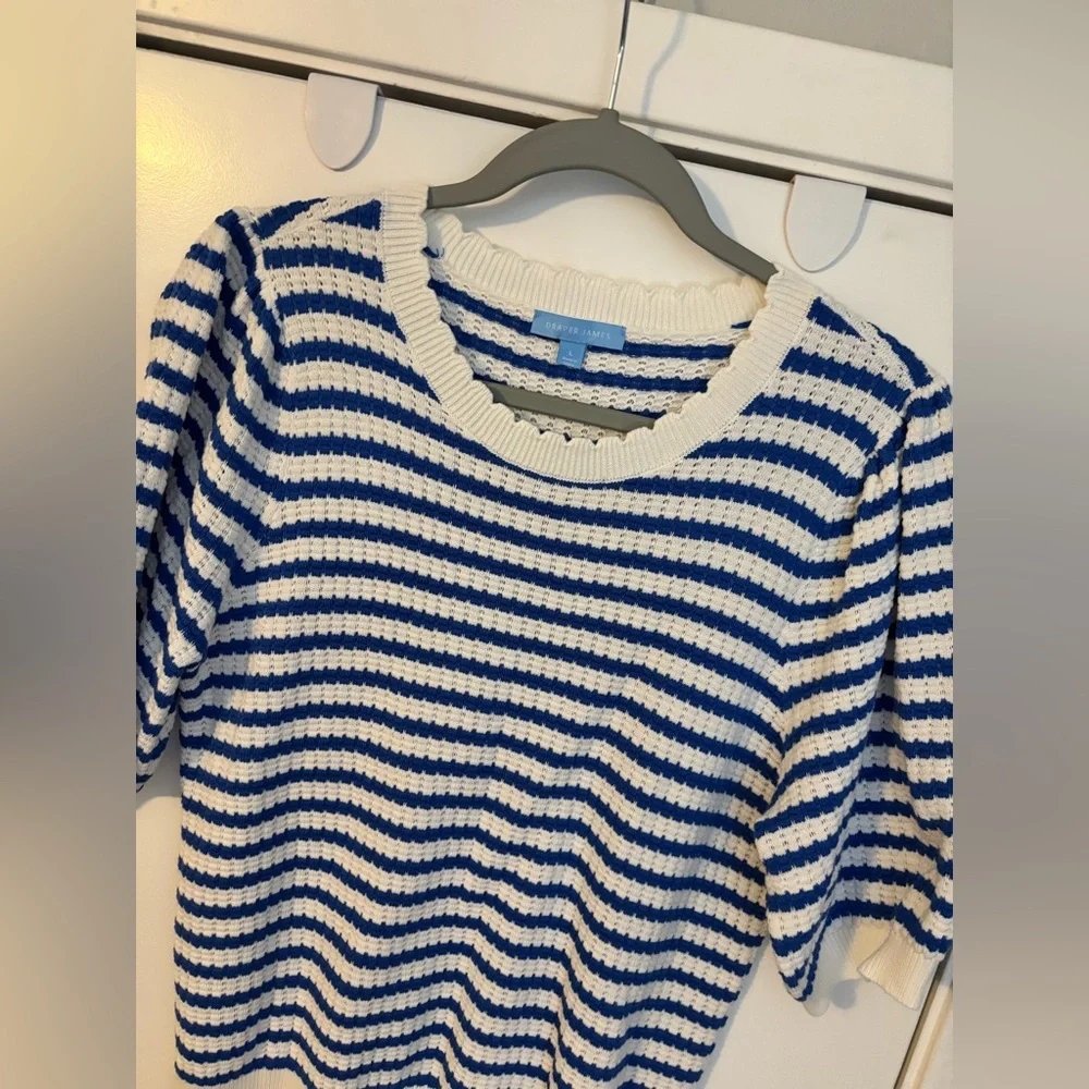 Draper James Blue and White Striped Sweater - Picture 2 of 3